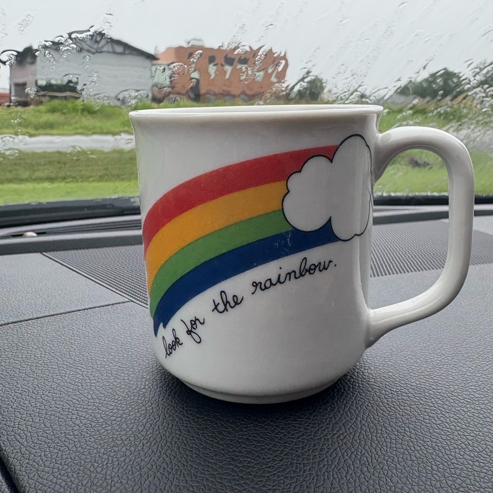 Rainbow Mug with Cloud Design